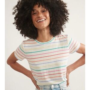 Marine Layer Swing Crewneck Tee rainbow stripe pattern XS T-shirt Basic